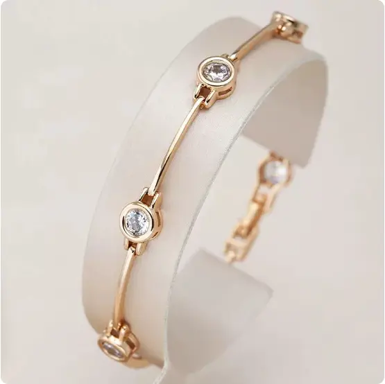 14K Real Gold Inlaid Zirconium Simple Women's Bracelet
