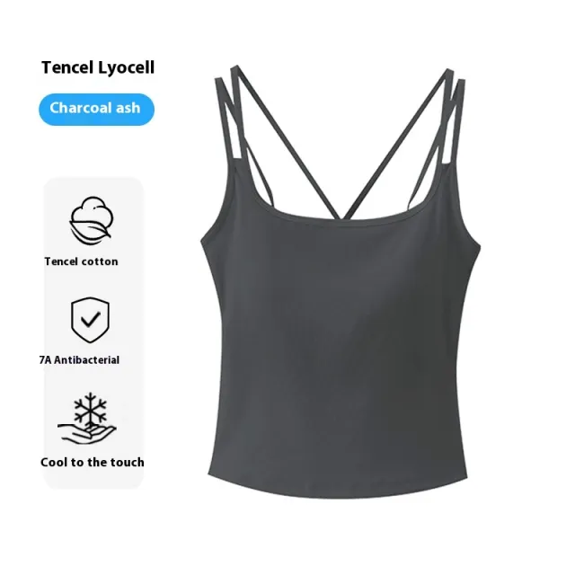 Cool Feeling Padded Strap Vest For Women Charcoal - Shop at LoveMi