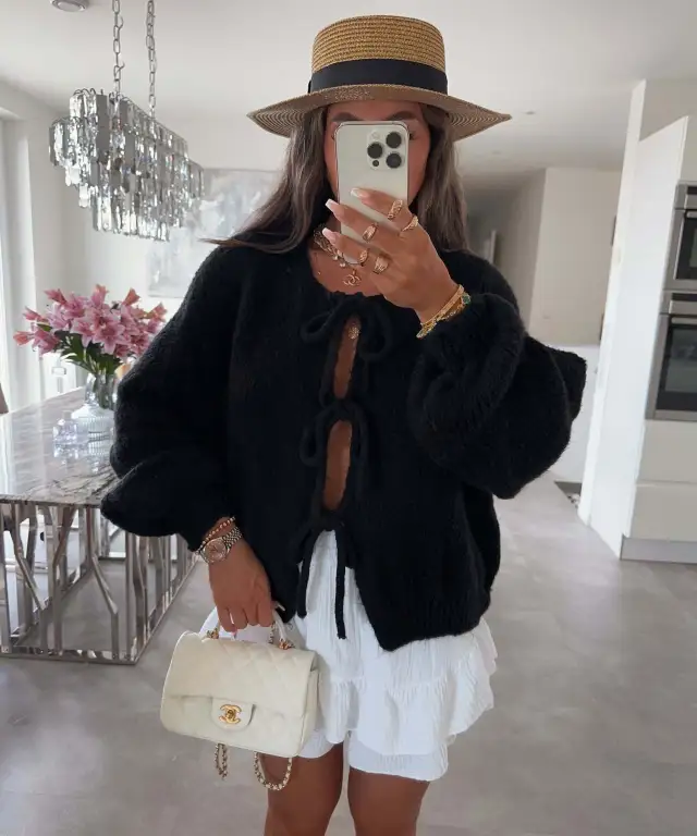 Loose Cardigan Sweater Women's Three quarter Sleeve Coat Black - Shop at LoveMi