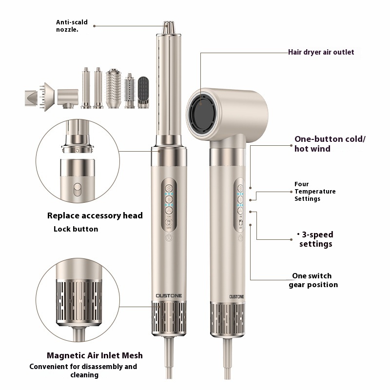 Household 8 In 1 Hair Curler Multifunctional Blowing Combs