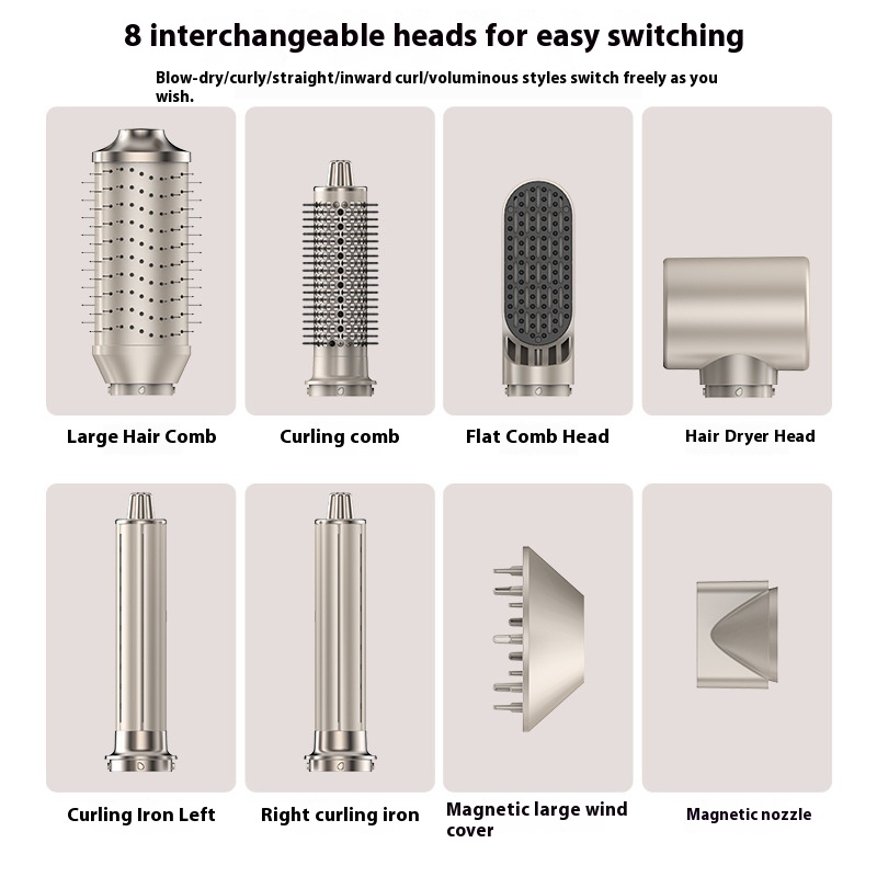 Household 8 In 1 Hair Curler Multifunctional Blowing Combs 4