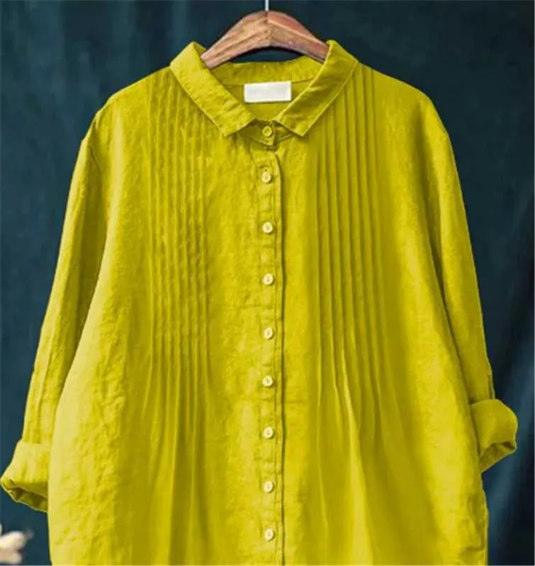 Cross-border Long-sleeved Bamboo Linen Printed Fashionable All-match Lapel Shirt - Sf60139-4Xl