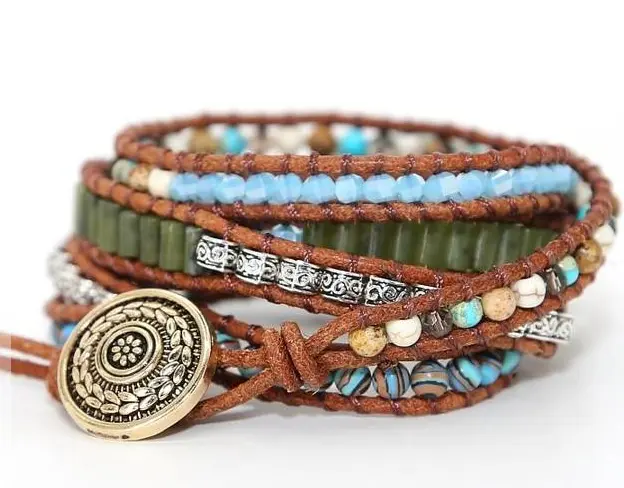 Turquoise Woven And Wrapped Bracelet