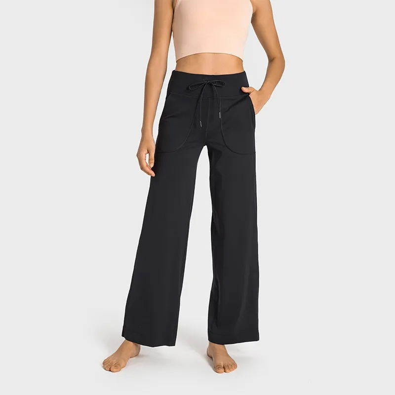 Straight Loose Fashion Casual Yoga Pants Women - Black