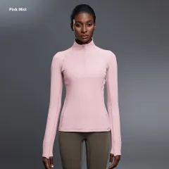 Women's Fashion Slim Fit Slimming Workout Top - Pink Fog - View 1