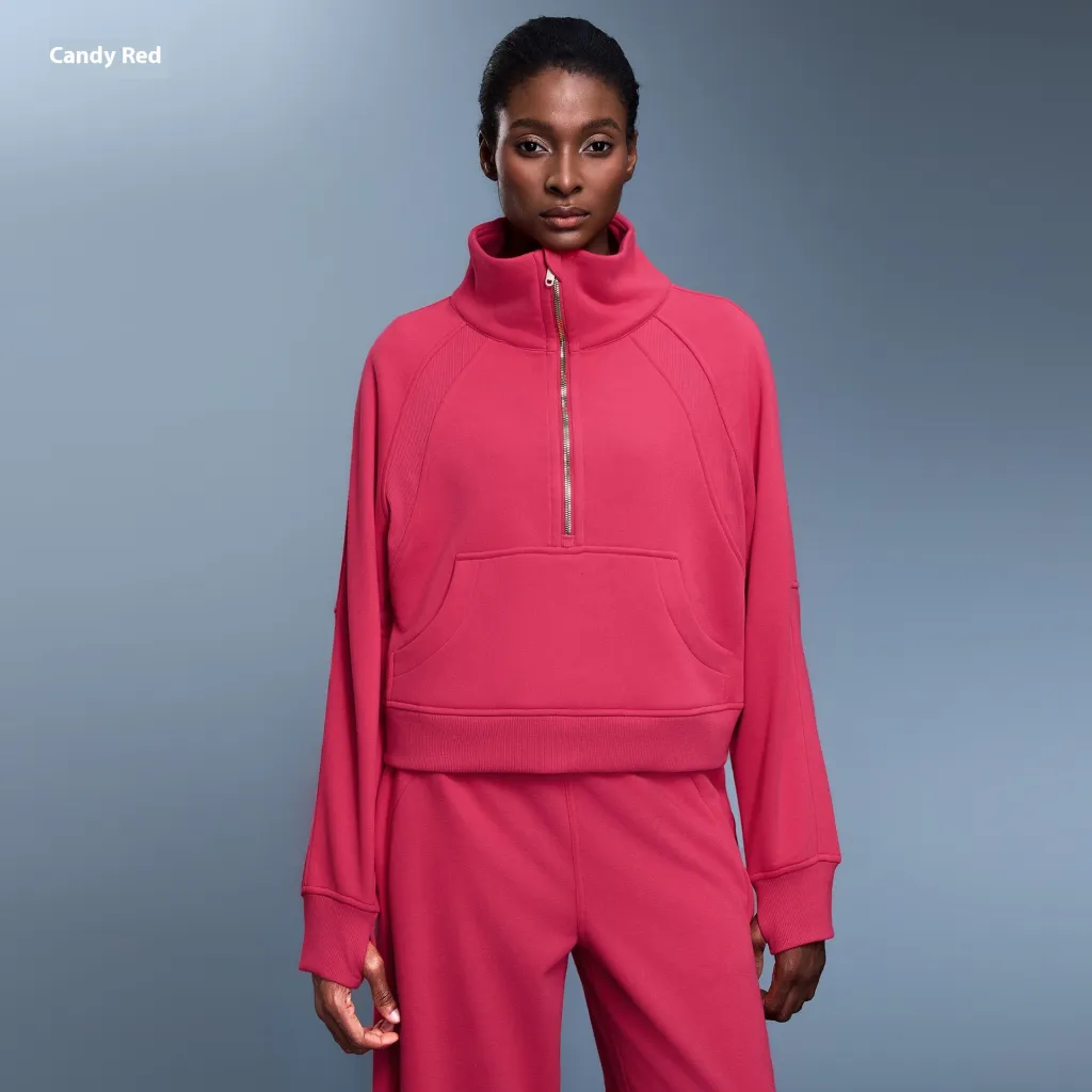 Sports Sweater Women's Turtleneck Pullover Jacket - Candy Red