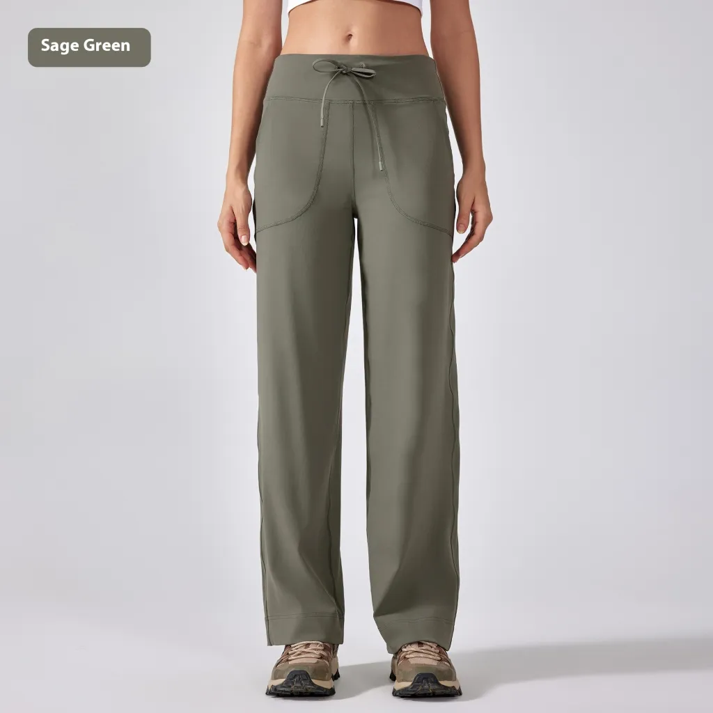 Straight Loose Fashion Casual Yoga Pants Women - Sage Green