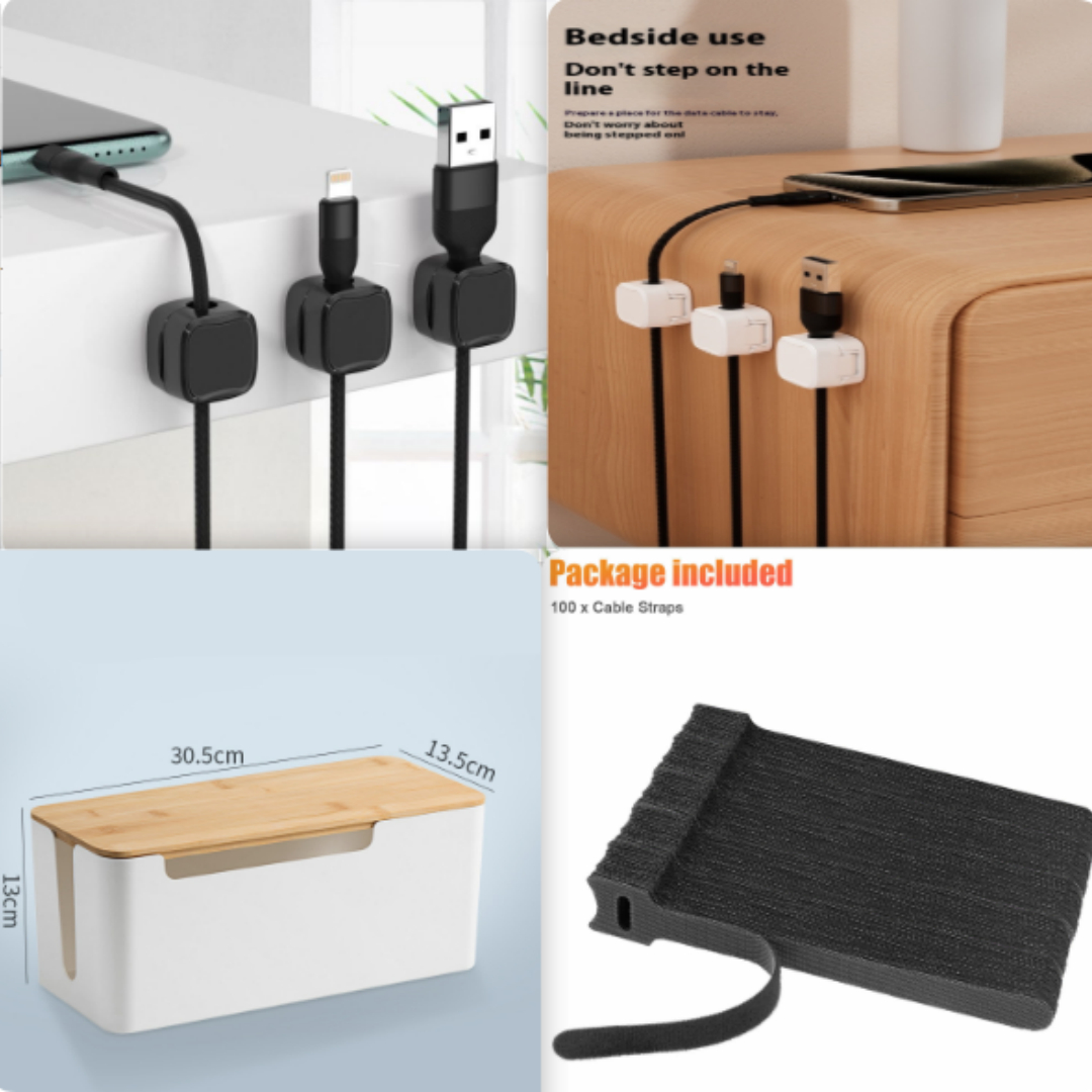 Magnetic Cable Clip Under Desk Cable Management Adjustable Cord Holder Wire Organizer And Cable Management Wire Keeper · Set