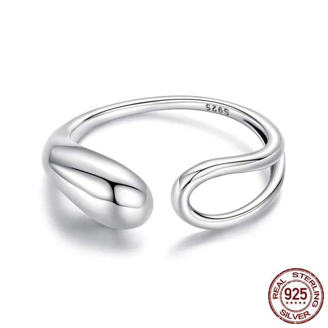 Glossy Water Drop Open Ring S925 Sterling Silver Ring Bsr681 E - Shop at LoveMi