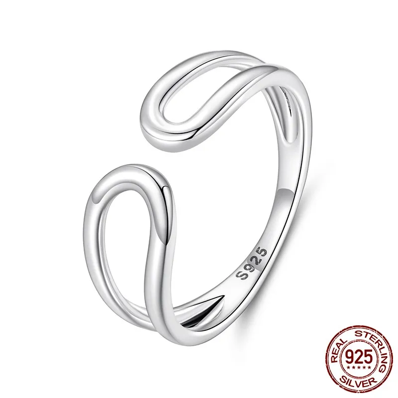 Minimalist Hollow Water Drops Open S925 Sterling Silver Double-layer Ring - Bsr682 E
