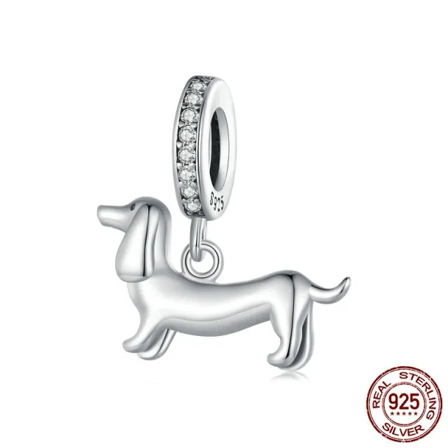 Sausage Dog S925 Sterling Silver Pendant Parts Diy Bracelet String Beads Silver - Shop at LoveMi