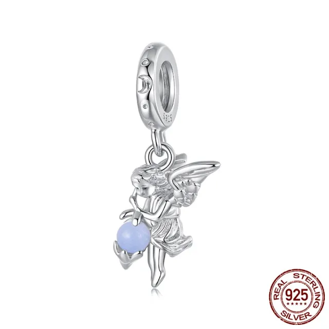 S925 Sterling Silver Luminous Angel Pendant Diy Beaded Scc3103 - Shop at LoveMi