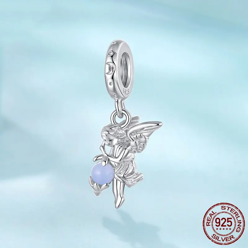 S925 Sterling Silver Luminous Angel Pendant Diy