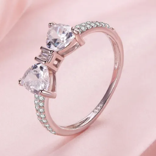 5 Sterling Silver Bow Zircon Ring Sweet