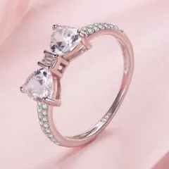 5 Sterling Silver Bow Zircon Ring Sweet - View 1