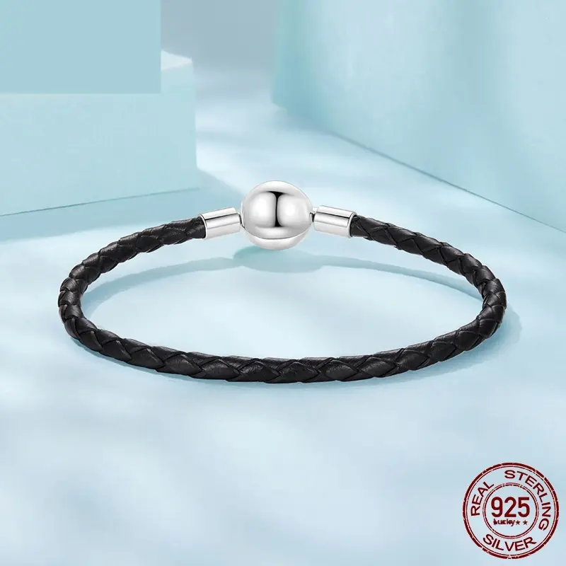 Glossy Round Beads Buckle Base Leather Rope Carrying Strap Men And Women