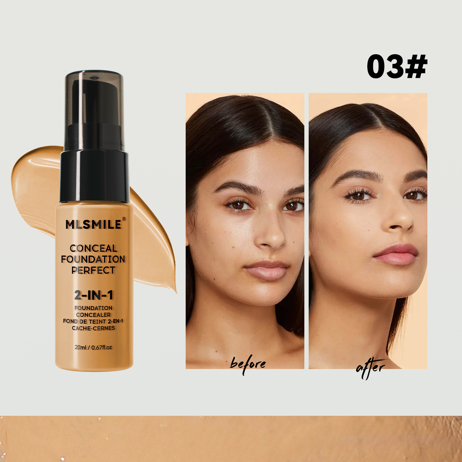 Moisturizing Long Lasting Smear-proof Makeup Concealing Foundation 8