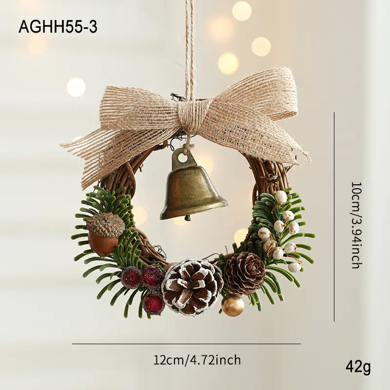 New Christmas Bow Bell Garland Door Hanging