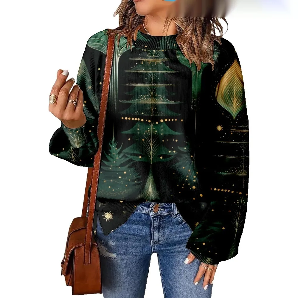 3D Digital Printing Pattern Shading Fashion Trend Round Neck Sweater - Type A