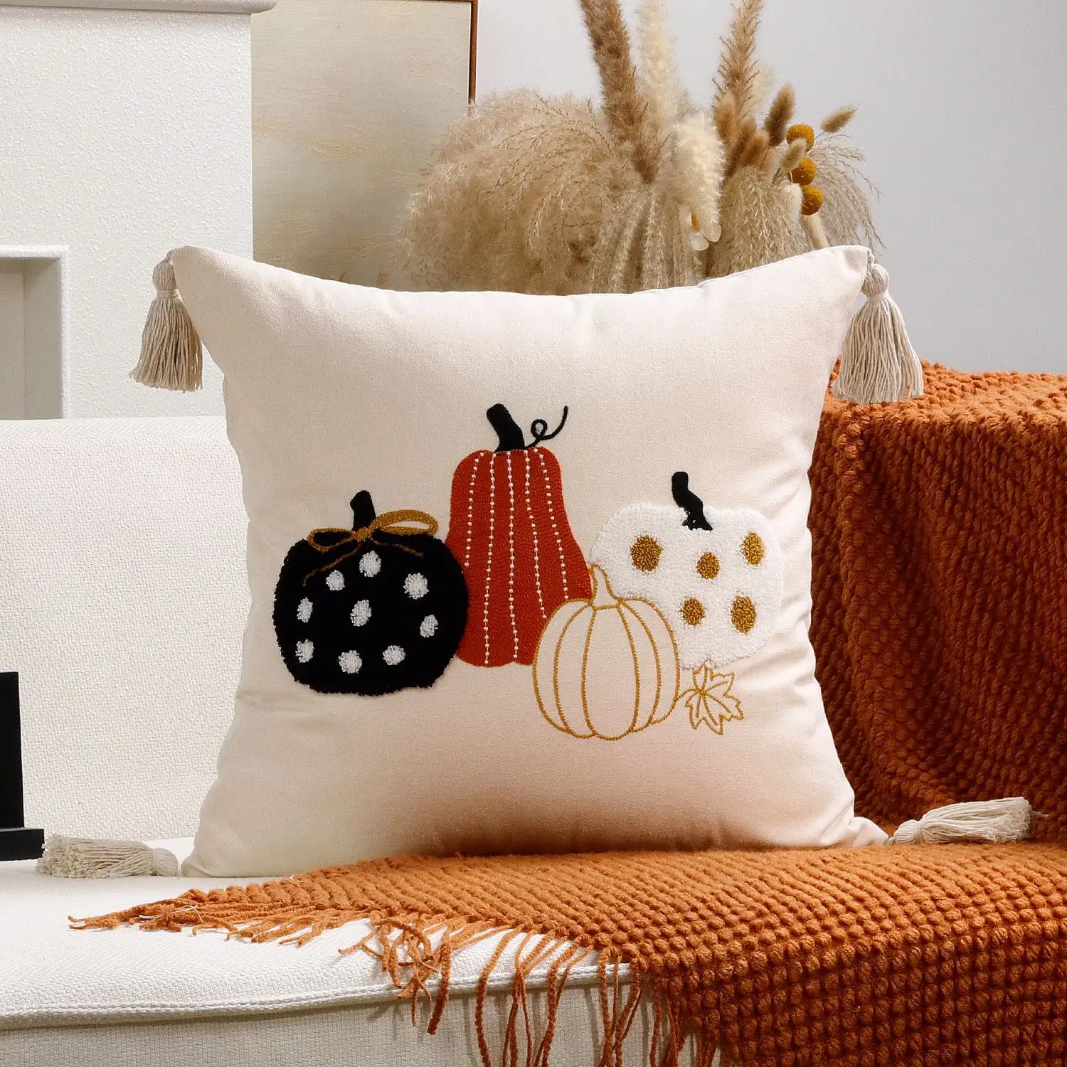 Autumn Maple Leaf Pumpkin Pillow Cover Decorative Living Room Sofa