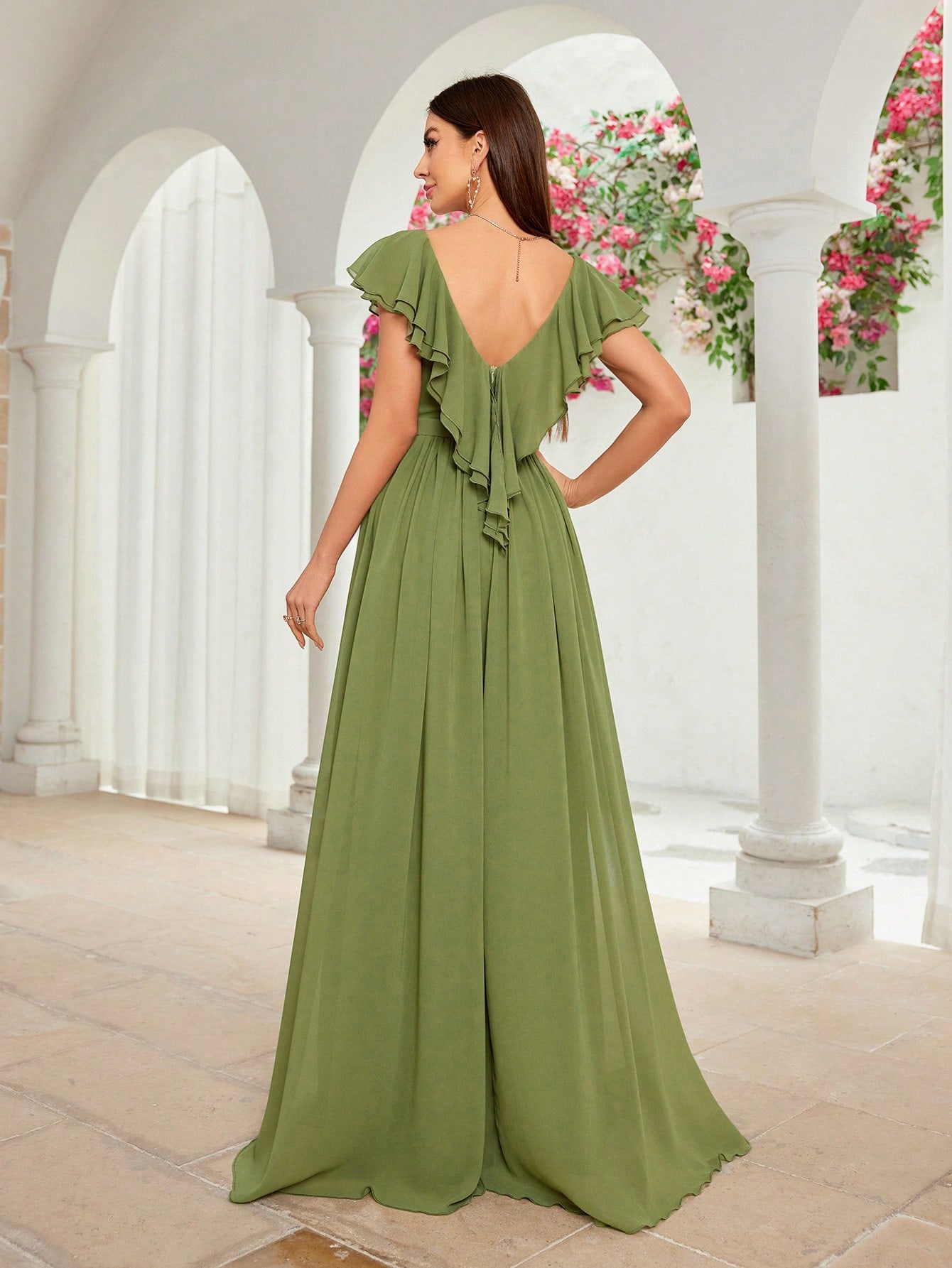 Silk Round-Neck Ball Dress