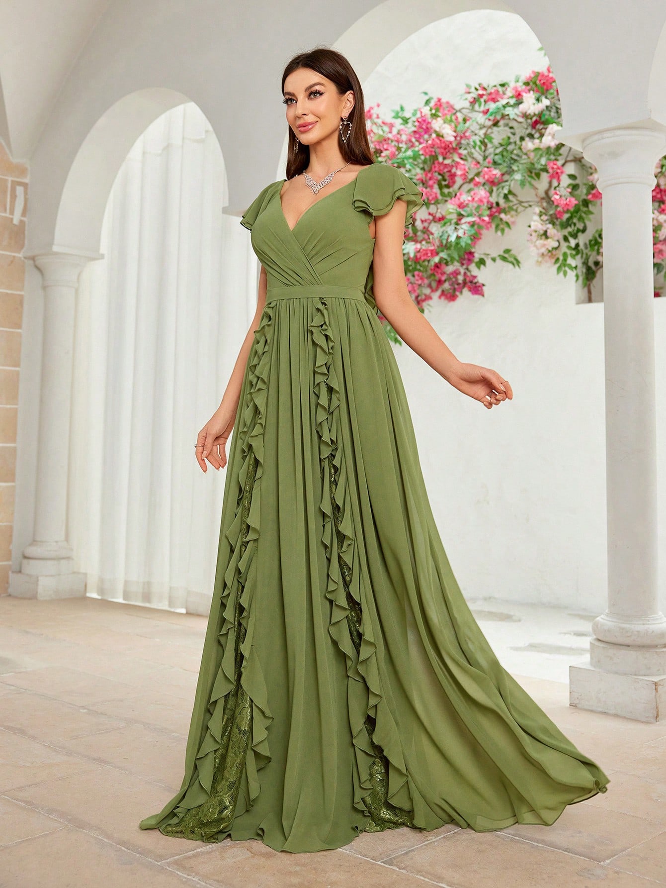 Silk Round-Neck Ball Dress, picture 2 of 7