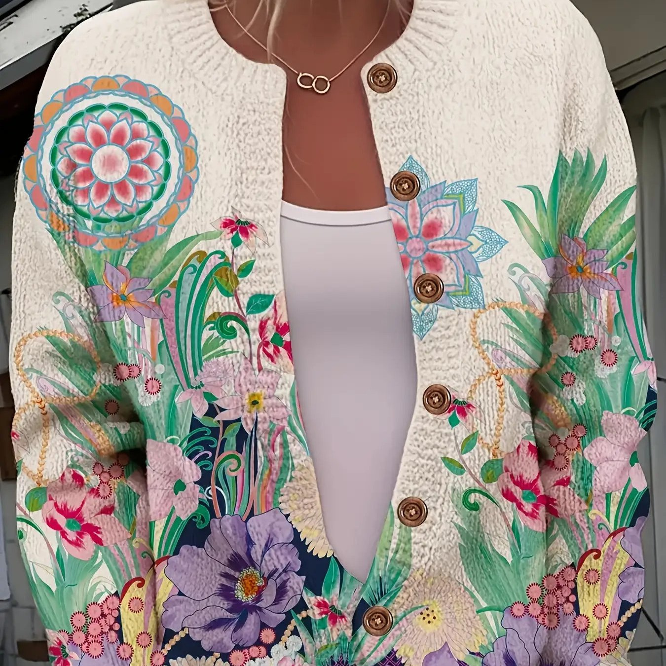 3D Digital Printing Ladies Knitted Cardigan