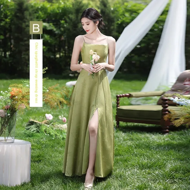 Green National Style Element Bridesmaid Dress Green B Version Long - Shop at LoveMi