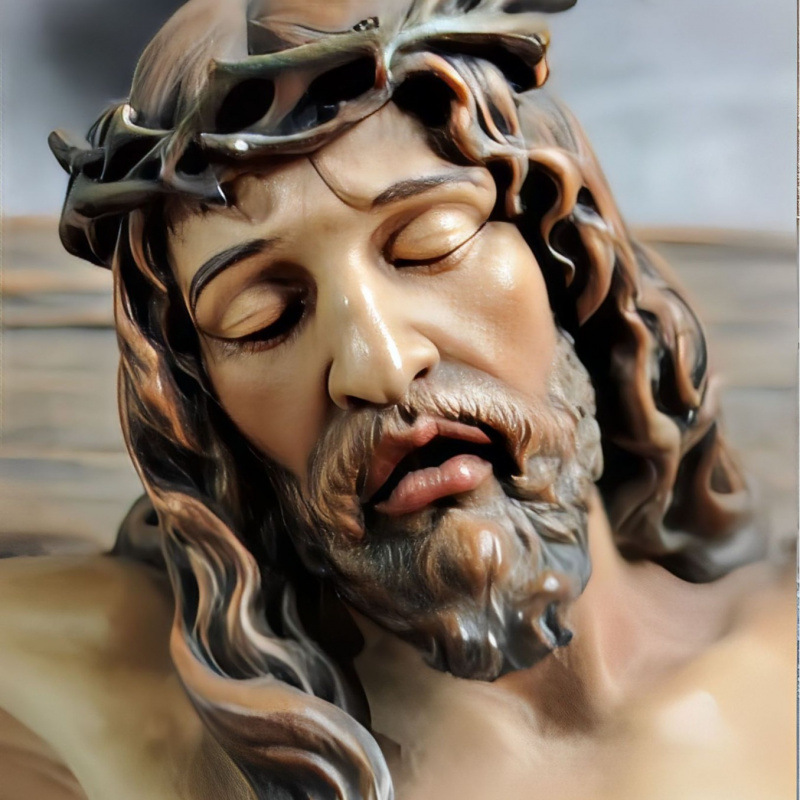 Side View of Resin Cross Statue