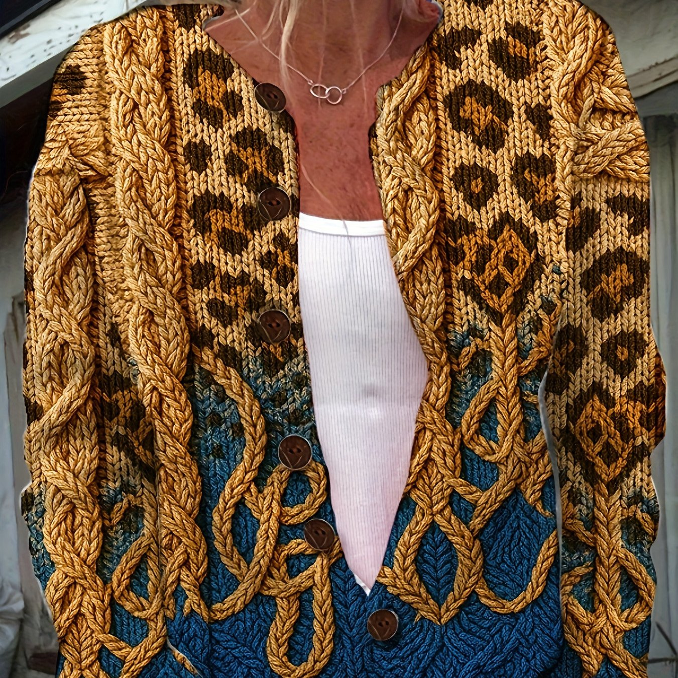 3D Digital Printing Ladies Knitted Cardigan