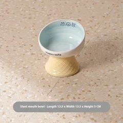 Ceramic High Foot Cat Bowl Neck Protection Not Easy To Knock Over Snack Dish Drinking Water - Oblique High Mesh - View 1