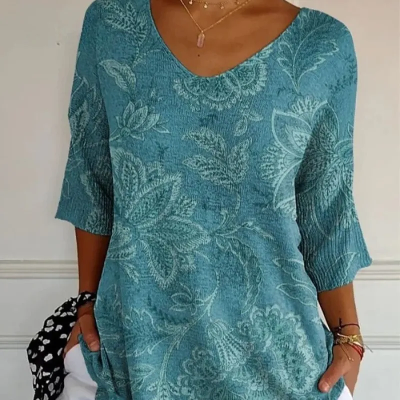 Spring New Women's Short Sleeve V-neck Short Sleeve - Picture Style-S
