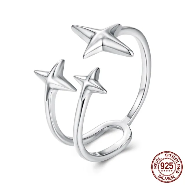 S925 Sterling Silver Shining Star Open Ring Bsr693 E - Shop at LoveMi