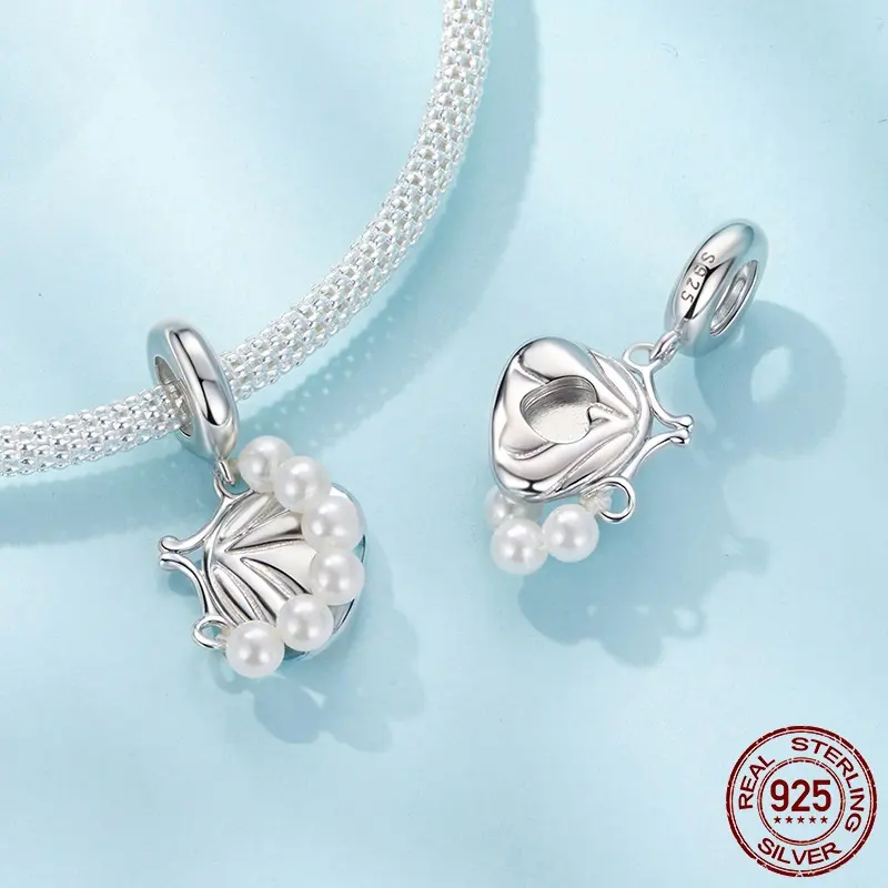 S925 Sterling Silver Shell Pearls Handbag Pendant