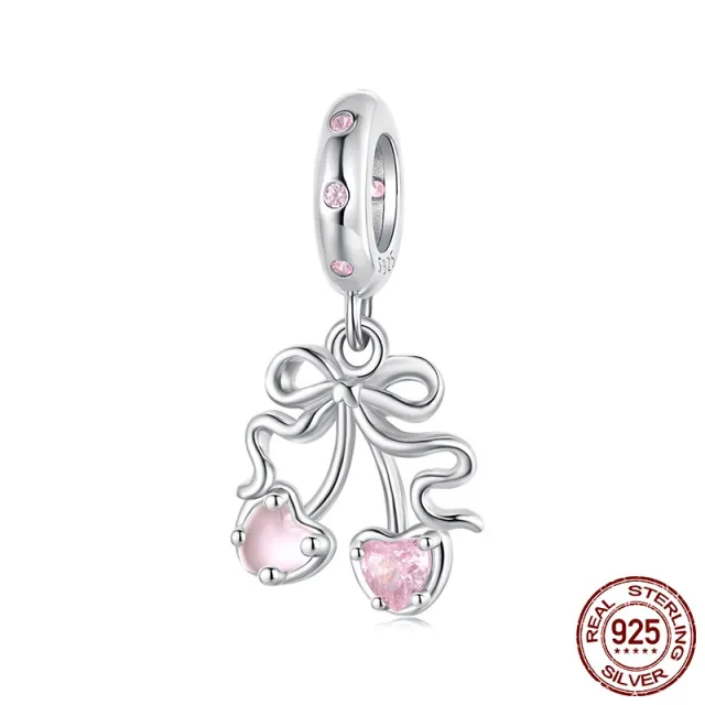 S925 Sterling Silver Cherry Pendant Ornaments Accessories Diy Beads Bsc1153 - Shop at LoveMi