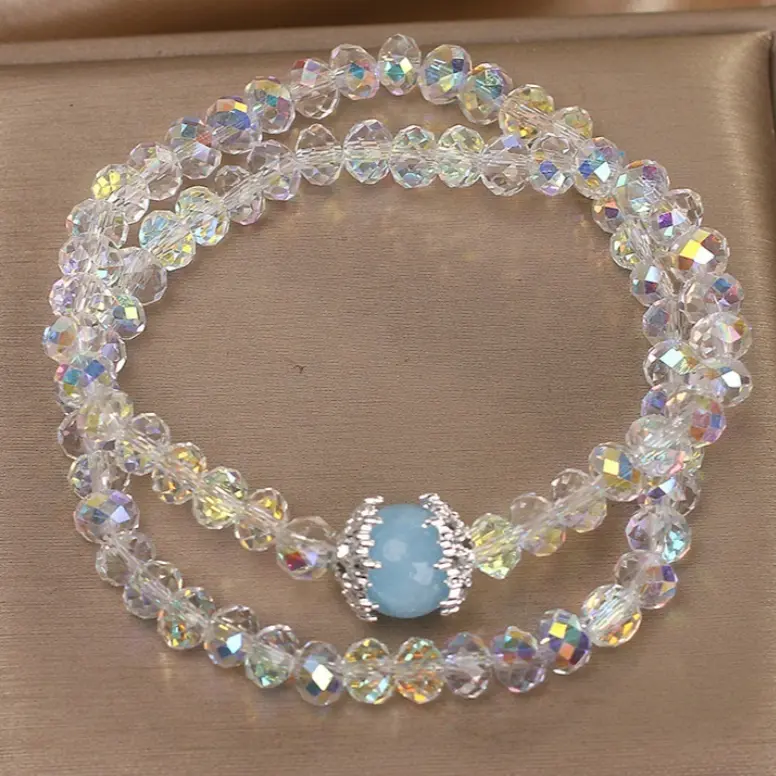 White Crystal Double Ring Bracelet For Women Light Luxury Minority