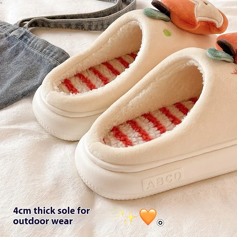 Velvet Thermal Non-slip Cotton Slippers Women