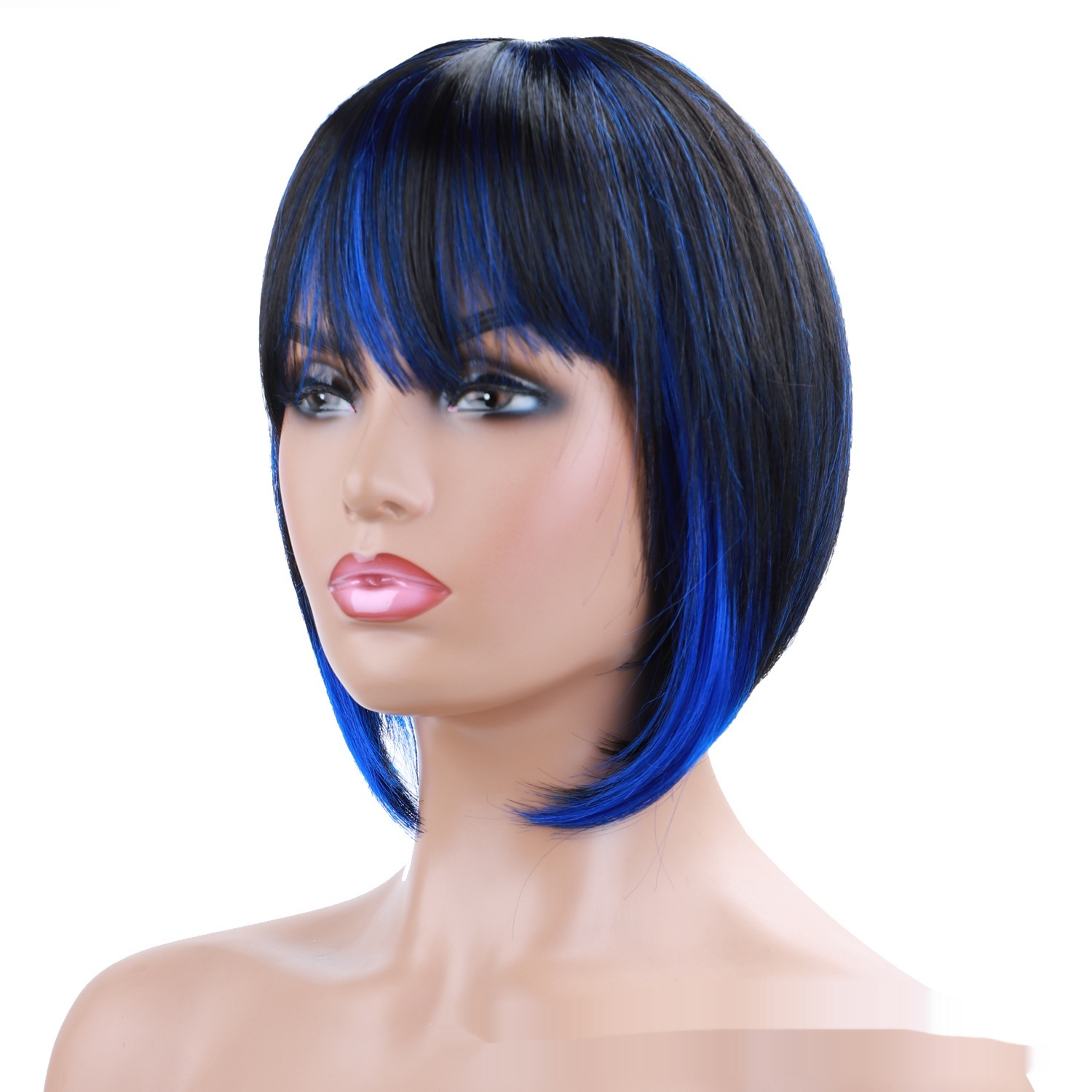 European And American Short Bangs Synthetic Wigs Mixed Color 5