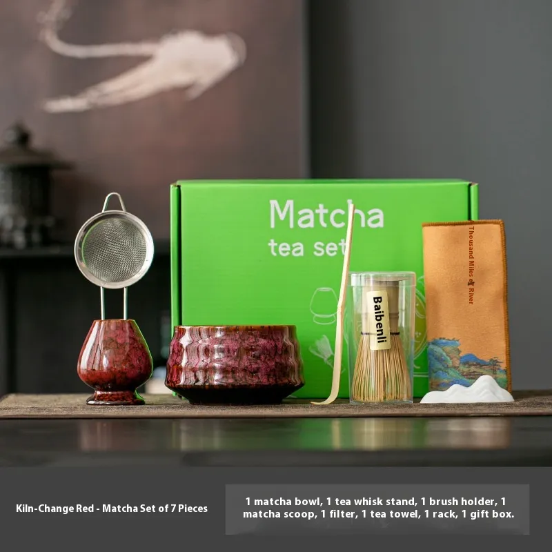 Dynasty Matcha Tool Set - Red Seven Pieces