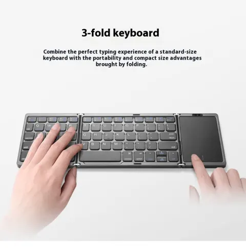 Three Folding Wireless Bluetooth Keyboard Touch Pad Mobile Phone