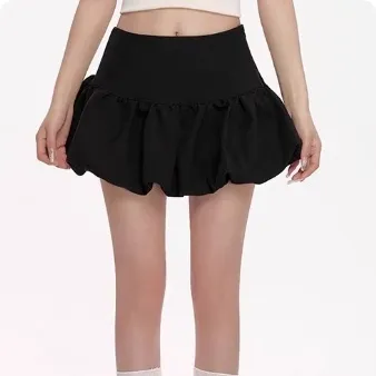 High Waist Slimming Puffy Skirt Sweet And Cool - Black