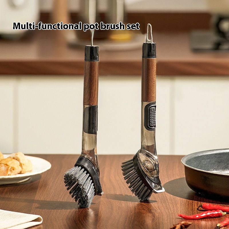 Multifunctional Walnut Two-in-one Liquid Adding Cleaning Brush
