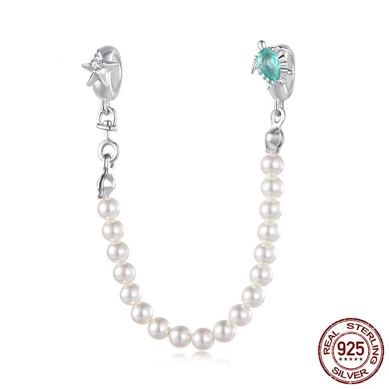 Sea Turtle Starfish Pearl S925 Sterling Silver Bracelet String Beads - Scc3155