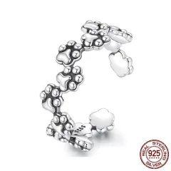 Vintage Pet Cat Paw Print Open S925 Sterling Silver Ring - Scr1147 E - View 1