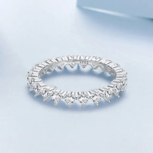 Shining Heart shaped Zircon Stackable Ring Lady Elegant Us8 - Shop at LoveMi