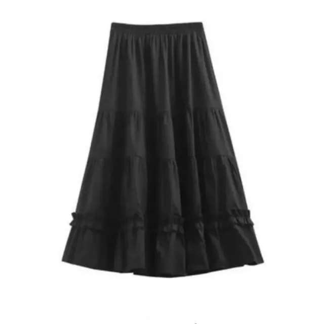 New Cute Slim fit Pleated Umbrella Skirt Tiered Skirt Black - Shop at LoveMi