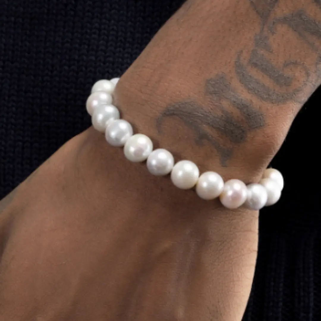 Men's Natural Pearl Bracelet Hip Hop European And American