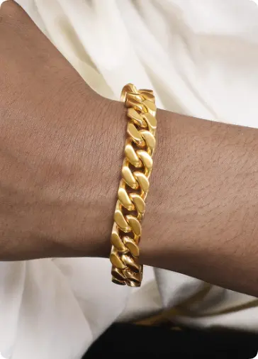 18K Gold Cuban Chain Bracelet Men And Women Hip Hop
