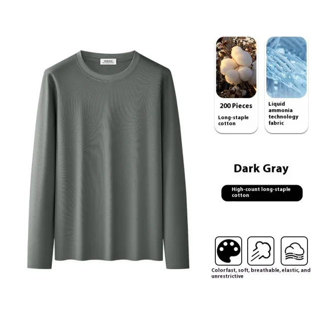High end Simple Men's Long sleeved T shirt Dark Gray - Shop at LoveMi
