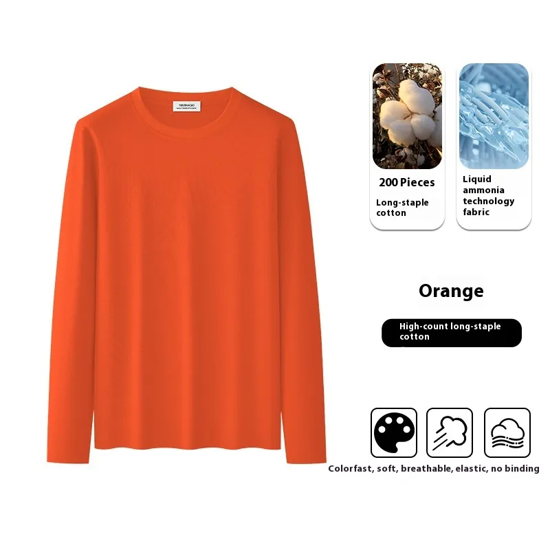 High-end Simple Men's Long-sleeved T-shirt - Orange